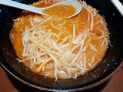 くるまやラーメン大仁店の大辛味噌ラーメンのシャキシャキモヤシ