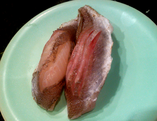 イシモチ（シログチ）の炙り握り寿司